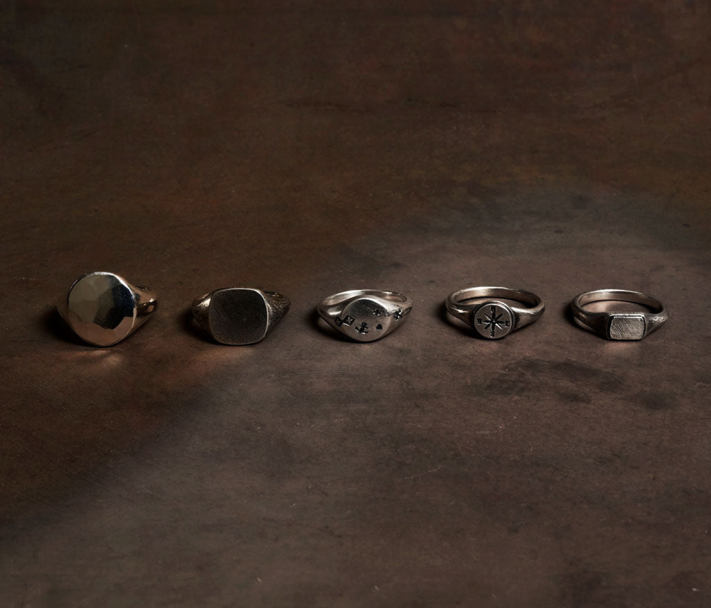 signet ring oval hammered