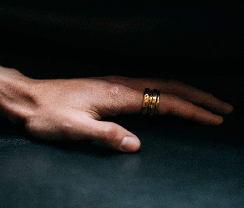 4 ring combination hammered gold