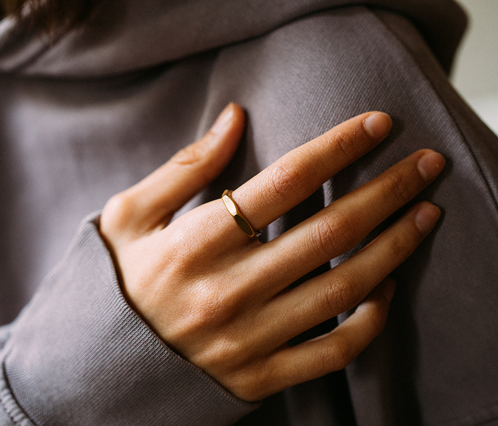 ring classic round facets gold