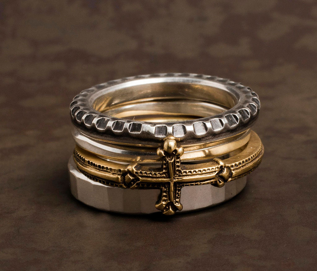 4 ring combination cross silvergold
