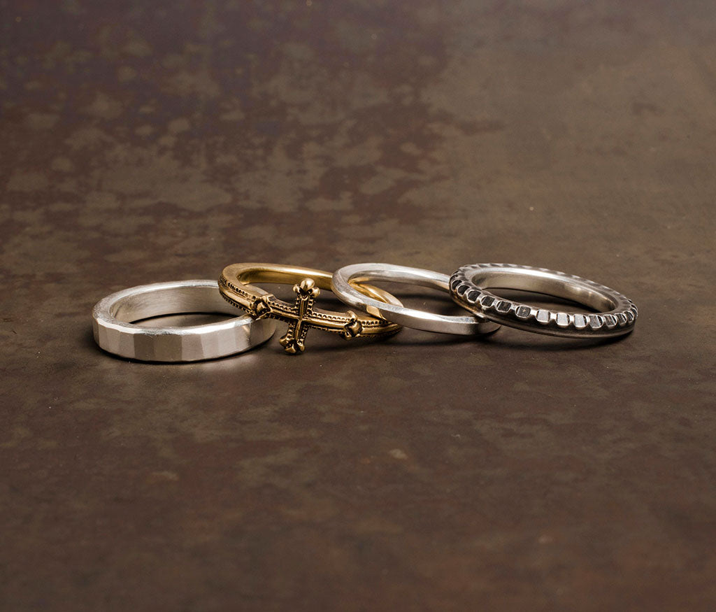 4 ring combination cross silvergold