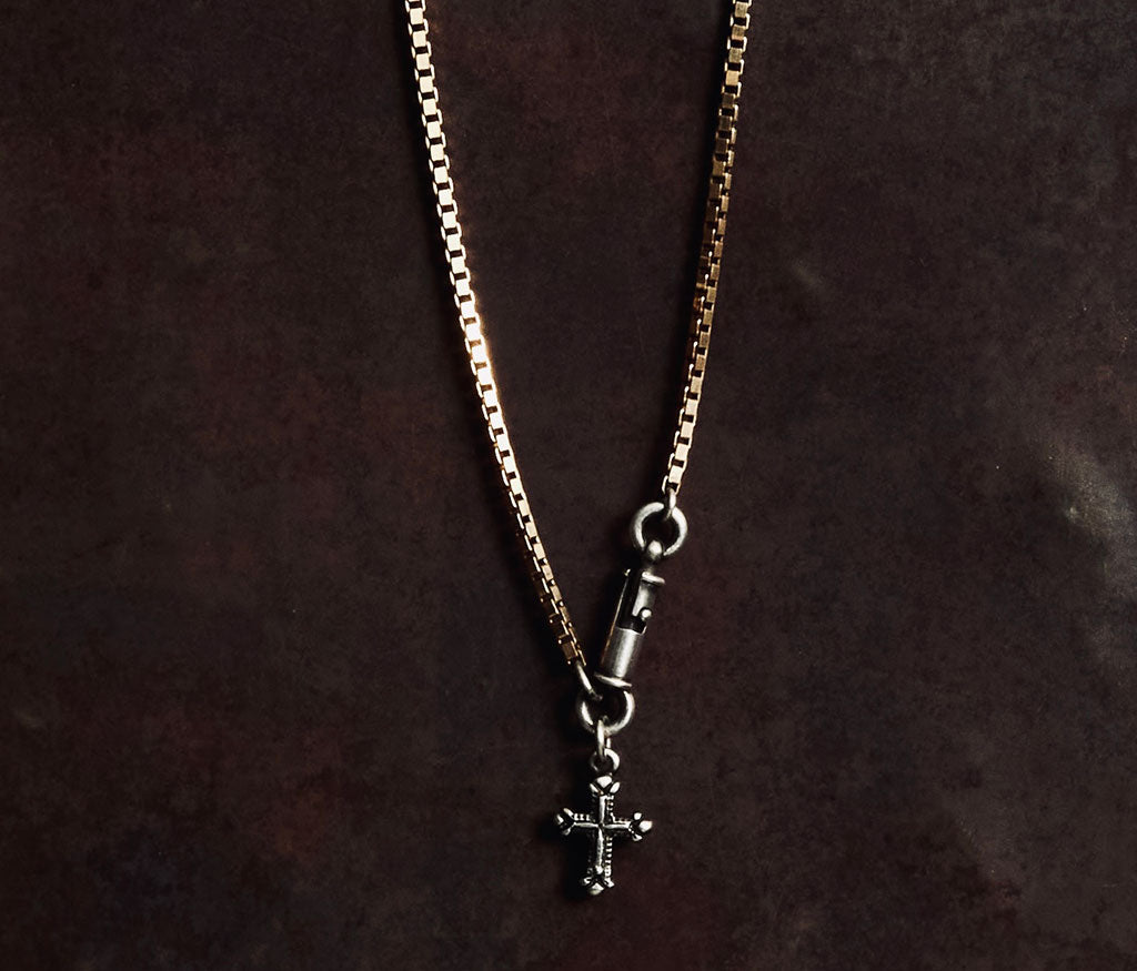 necklace symbol cross silvergold