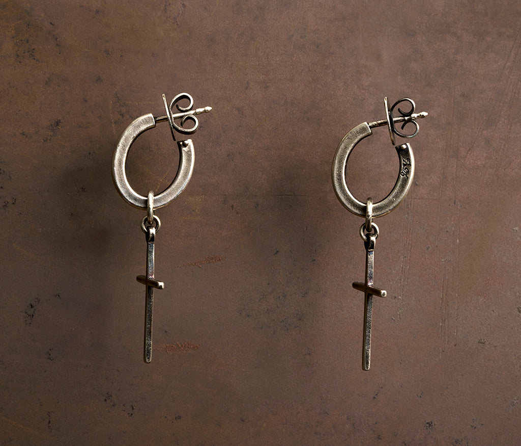 hoop studs cross
