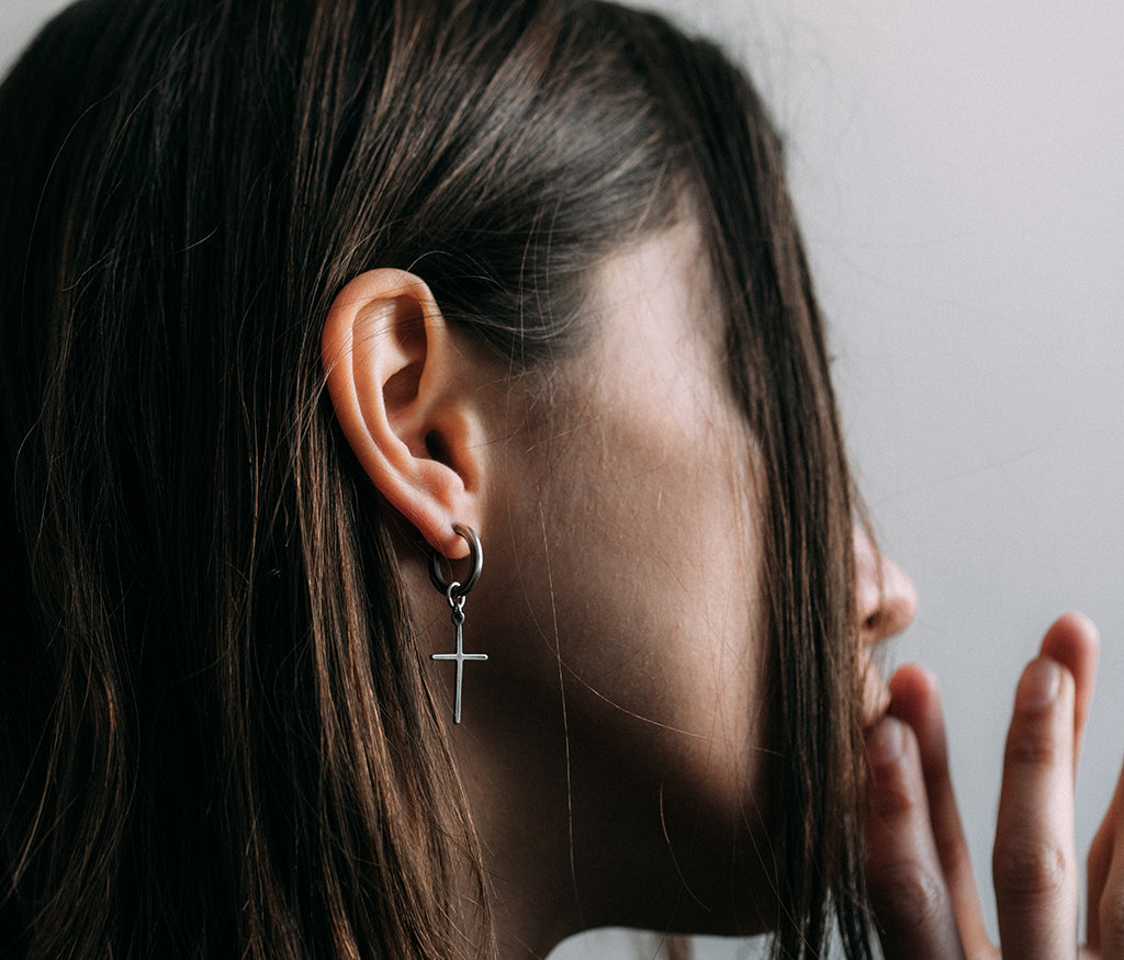 hoop studs cross