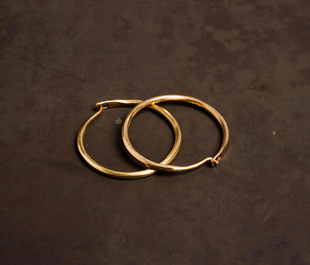 hoop earrings fine hammered gold