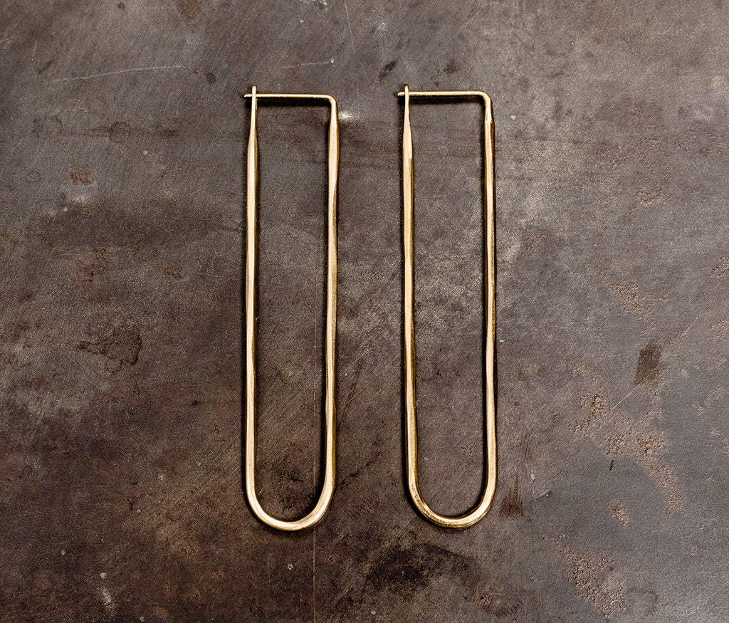 earrings loop hammered fine gold