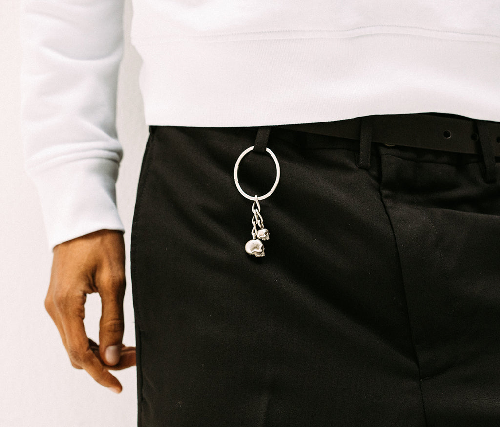 key ring two skulls
