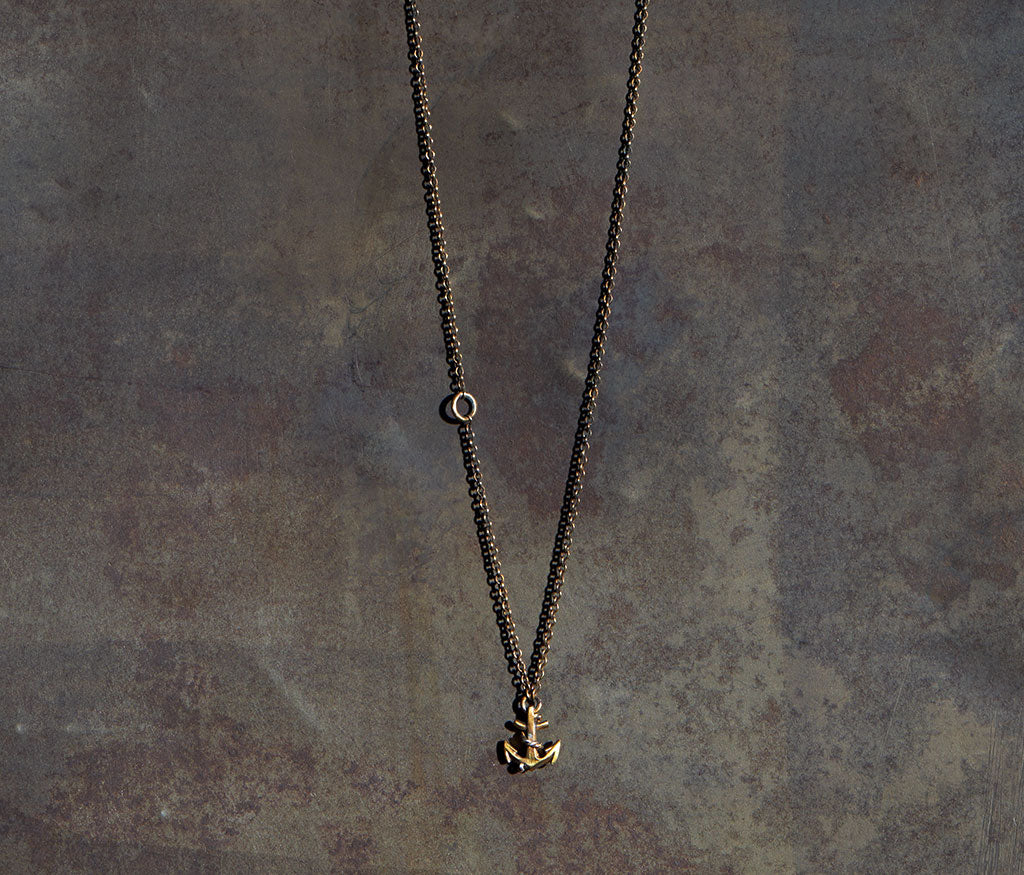 chain mini anchor gold