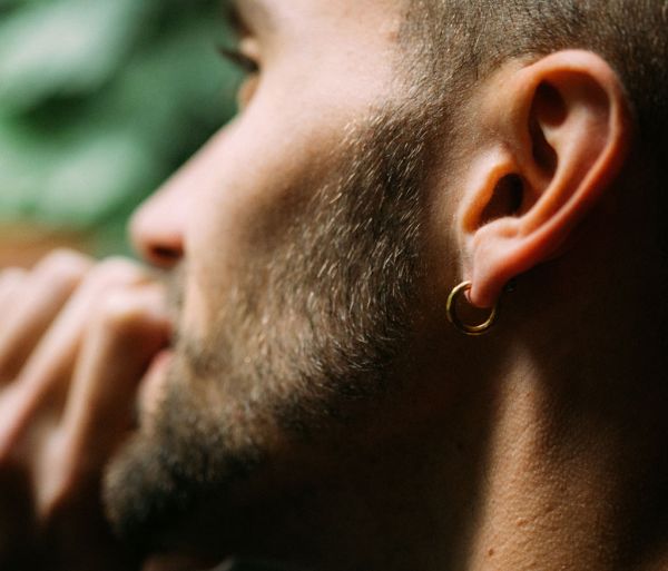 hoop studs fine hammered gold