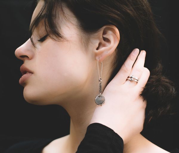 earrings plate facettes